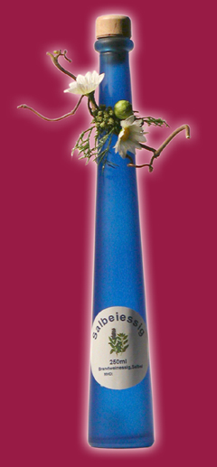 Essig in dekorativer blauer Flasche